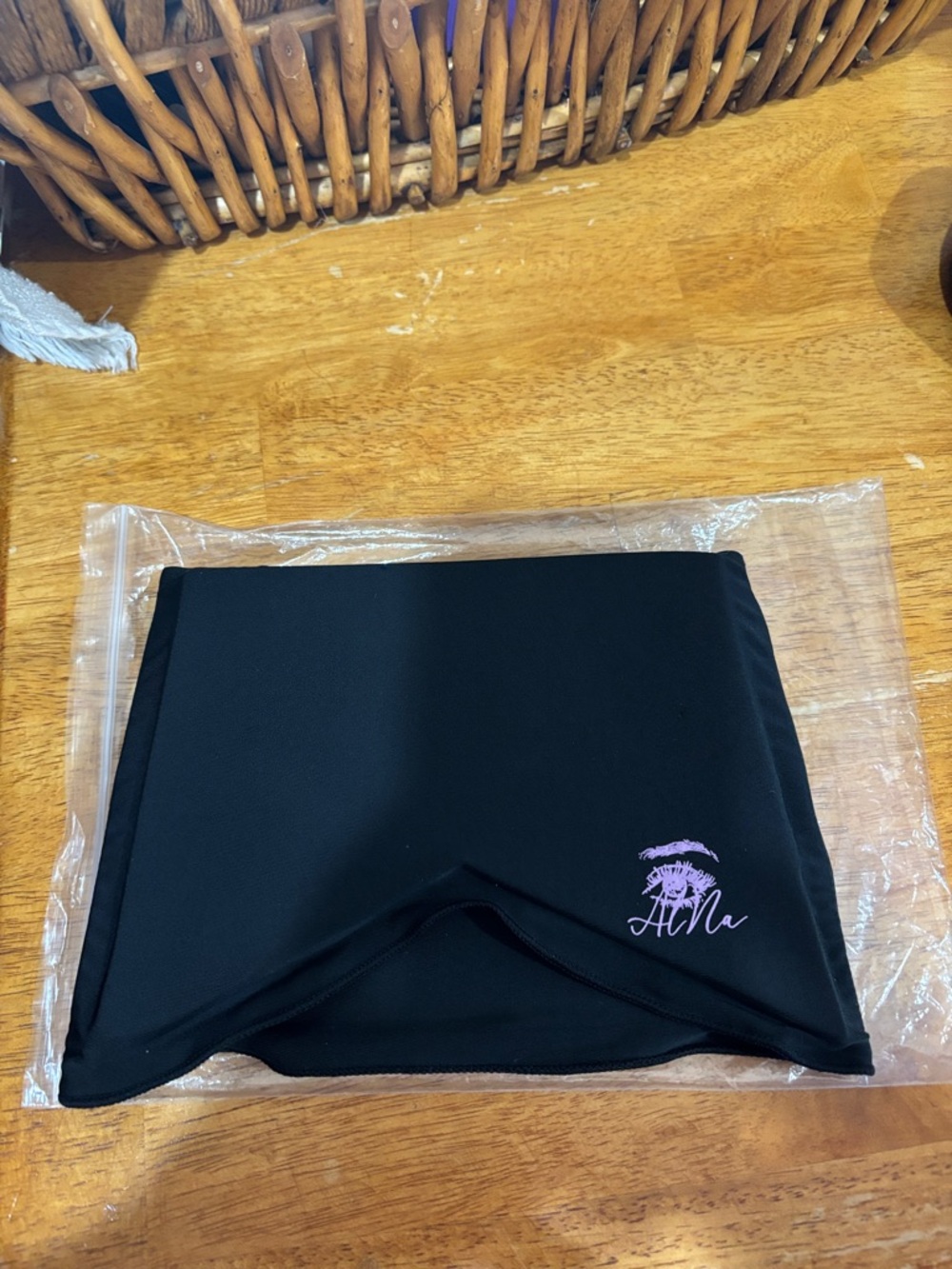 Black Headache Headwrap with Lilac Logo New